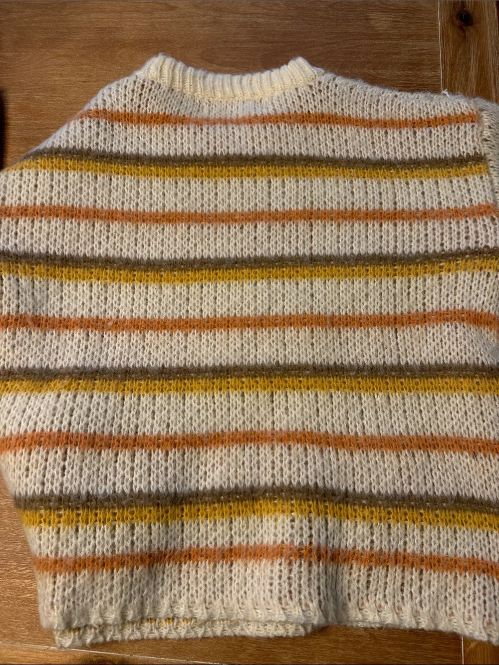 Three Bird Nest Cream Sweater with Yellow Smiley & Striped Sleeves - Picture 4 of 4